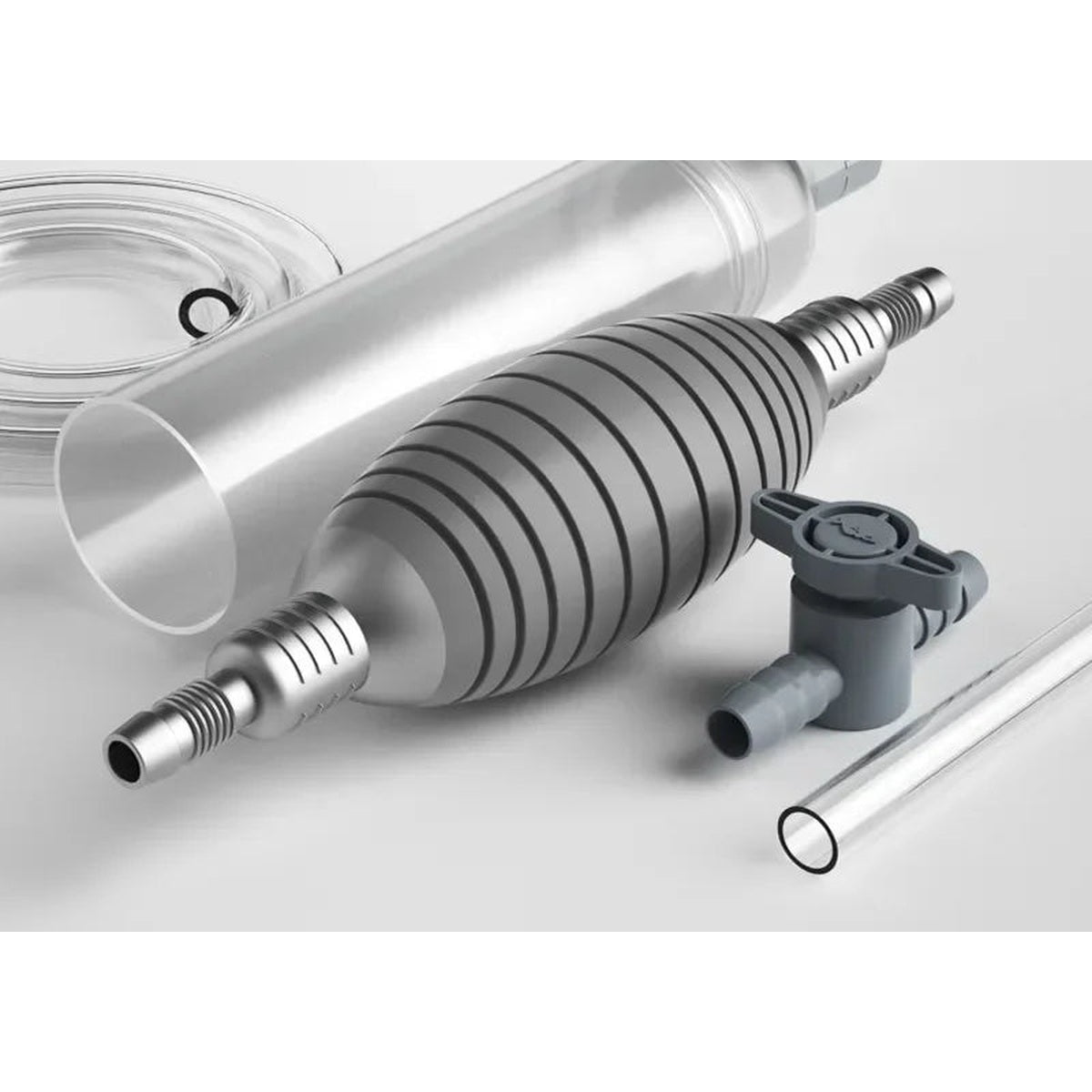 Detachable hand pump and tube parts of the aquarium siphon