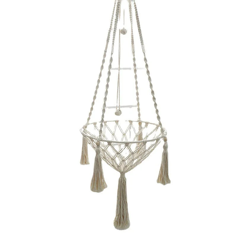 Cozy Winter Cat Hammock - Hand Woven Cotton Rope Swing for Indoor Kittens and Cats - Stylish Hanging Basket Nest
