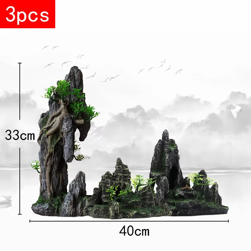 Stunning Large Resin Aquarium Rockery Decoration - Transform Your Fish Tank with Beautiful Landscape Accessories