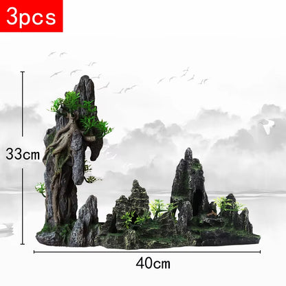 Stunning Large Resin Aquarium Rockery Decoration - Transform Your Fish Tank with Beautiful Landscape Accessories