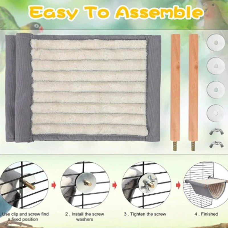 Cozy Plush Winter Bird Nest Hut - Ideal Hammock Hideaway for Finch and Parrot Cages