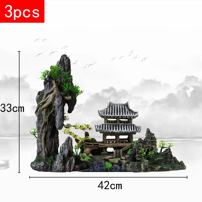 Stunning Large Resin Aquarium Rockery Decoration - Transform Your Fish Tank with Beautiful Landscape Accessories