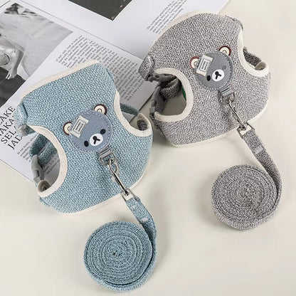 Yellow and gray bunny harness sets with matching leashes