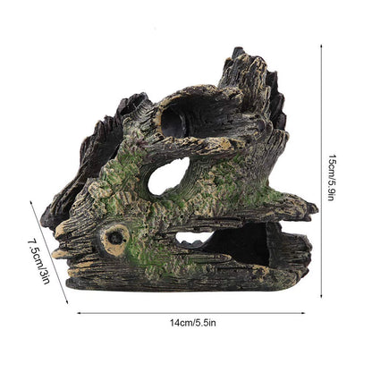 Rocky cabin ruin aquarium ornament