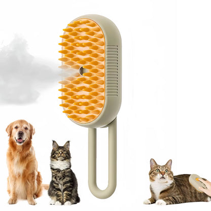 3-in-1 Electric Pet Grooming Brush with Spray - Cat & Dog Hair Removal, Massage & Comb