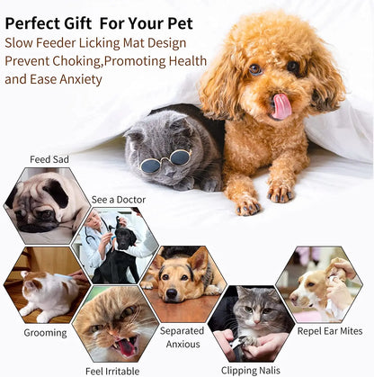 Dog Lick Mat with Suction Cups Slow Feeders Licking Pet Anxiety Relief Cat Training for Food, Yogurt, Peanut Butter