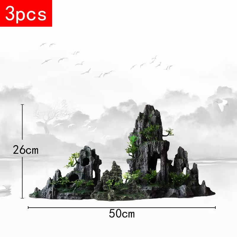 Stunning Large Resin Aquarium Rockery Decoration - Transform Your Fish Tank with Beautiful Landscape Accessories