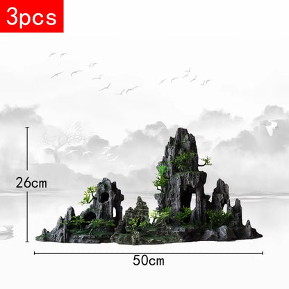Stunning Large Resin Aquarium Rockery Decoration - Transform Your Fish Tank with Beautiful Landscape Accessories