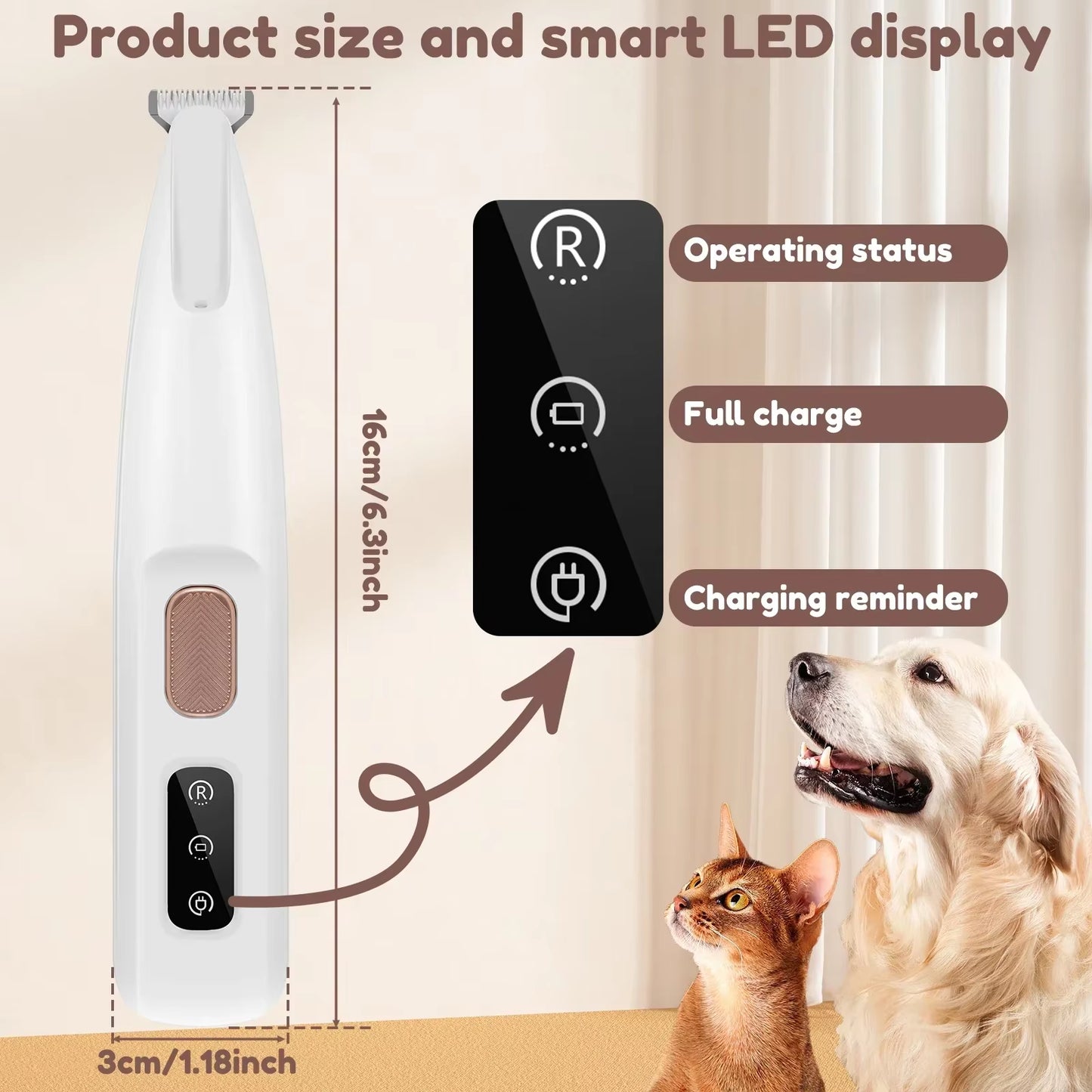 Pet Trimmer with LED Light 