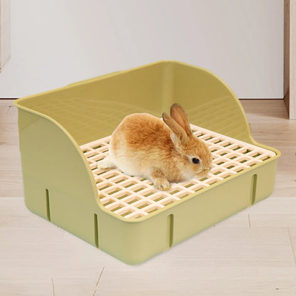 Raised-grid rabbit litter box in beige