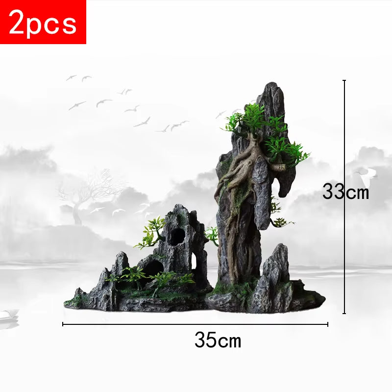 Stunning Large Resin Aquarium Rockery Decoration - Transform Your Fish Tank with Beautiful Landscape Accessories