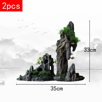 Stunning Large Resin Aquarium Rockery Decoration - Transform Your Fish Tank with Beautiful Landscape Accessories
