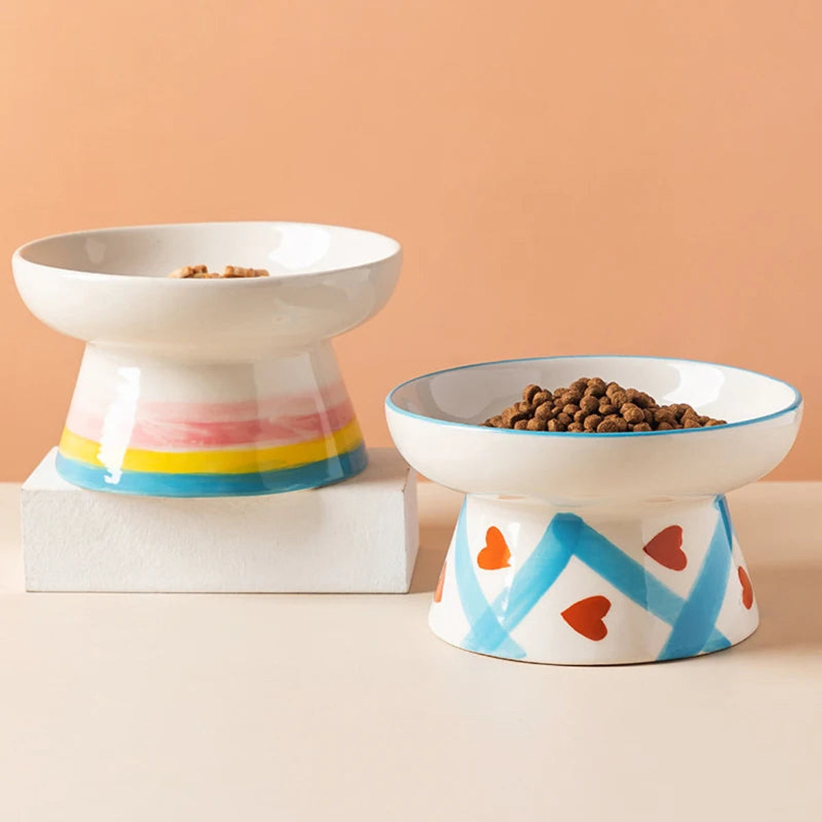 Handmade Raised Ceramic Cat Bowl — featured product image