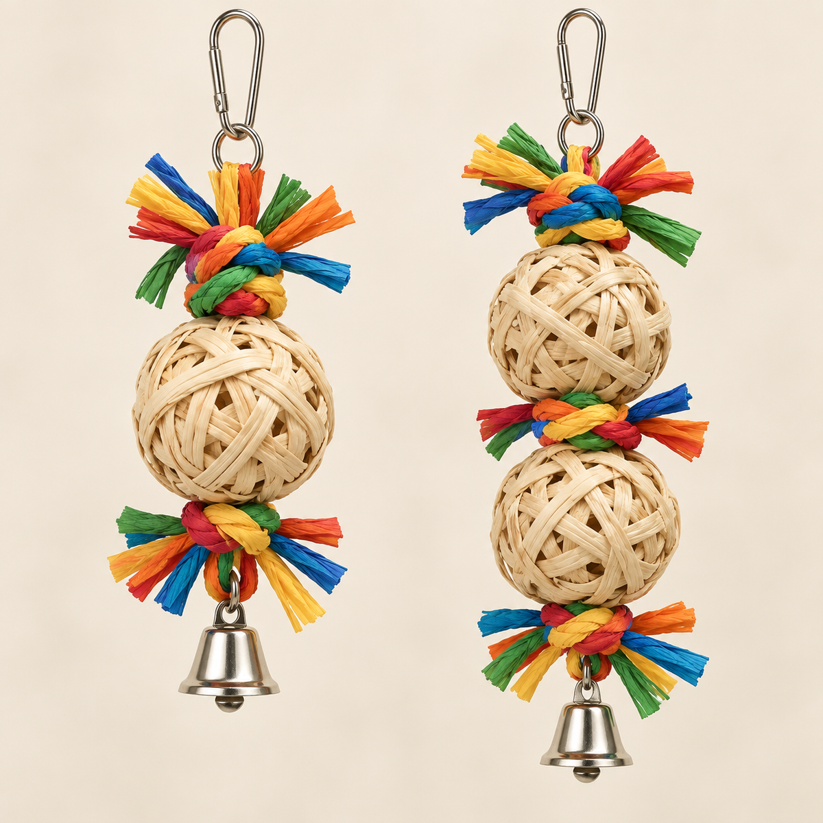 Single and double natural tongcao-ball bird chew toy styles