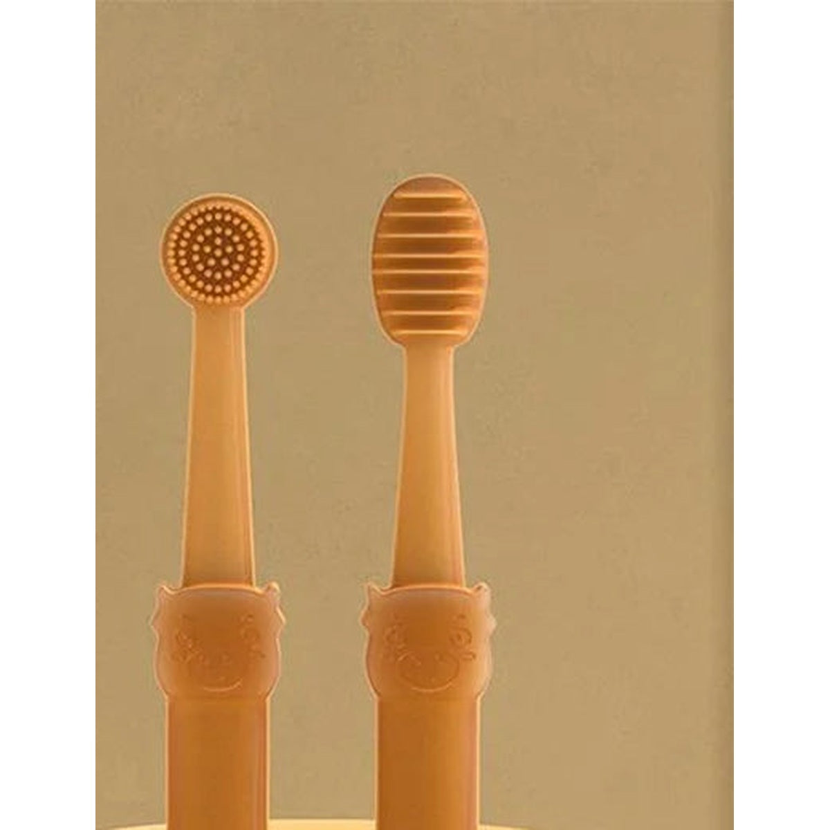 Two silicone pet toothbrush head textures